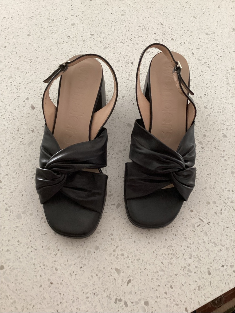 Twist-Knot Black Slingback Heels